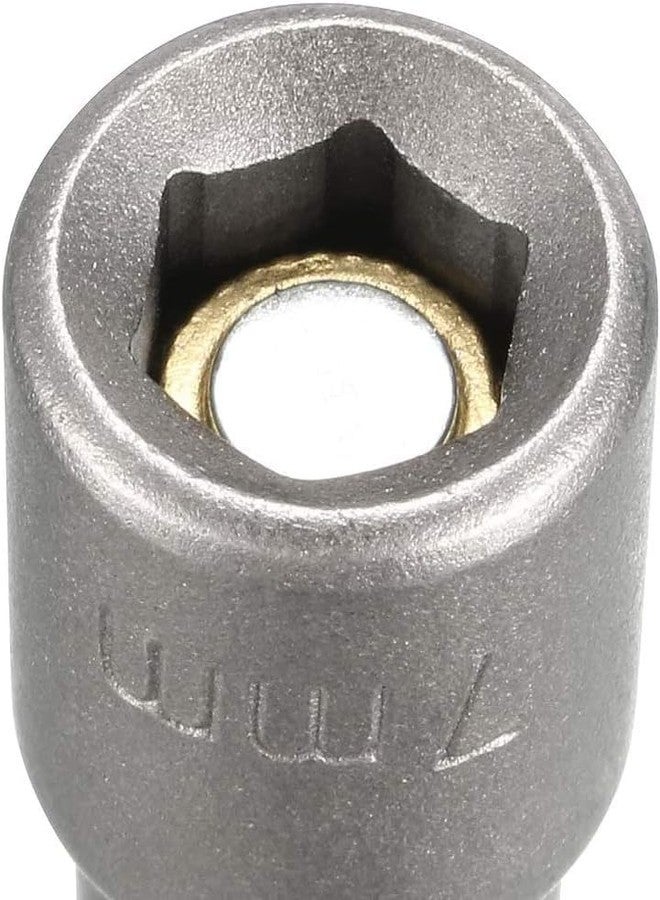 UPTODATETOOLS 5Pcs 7mm Nut Driver Bit 1/4 inch Hex Magnetic Power Socket Adapter Drill Bits 65mm Length for Power Tools - Image 3